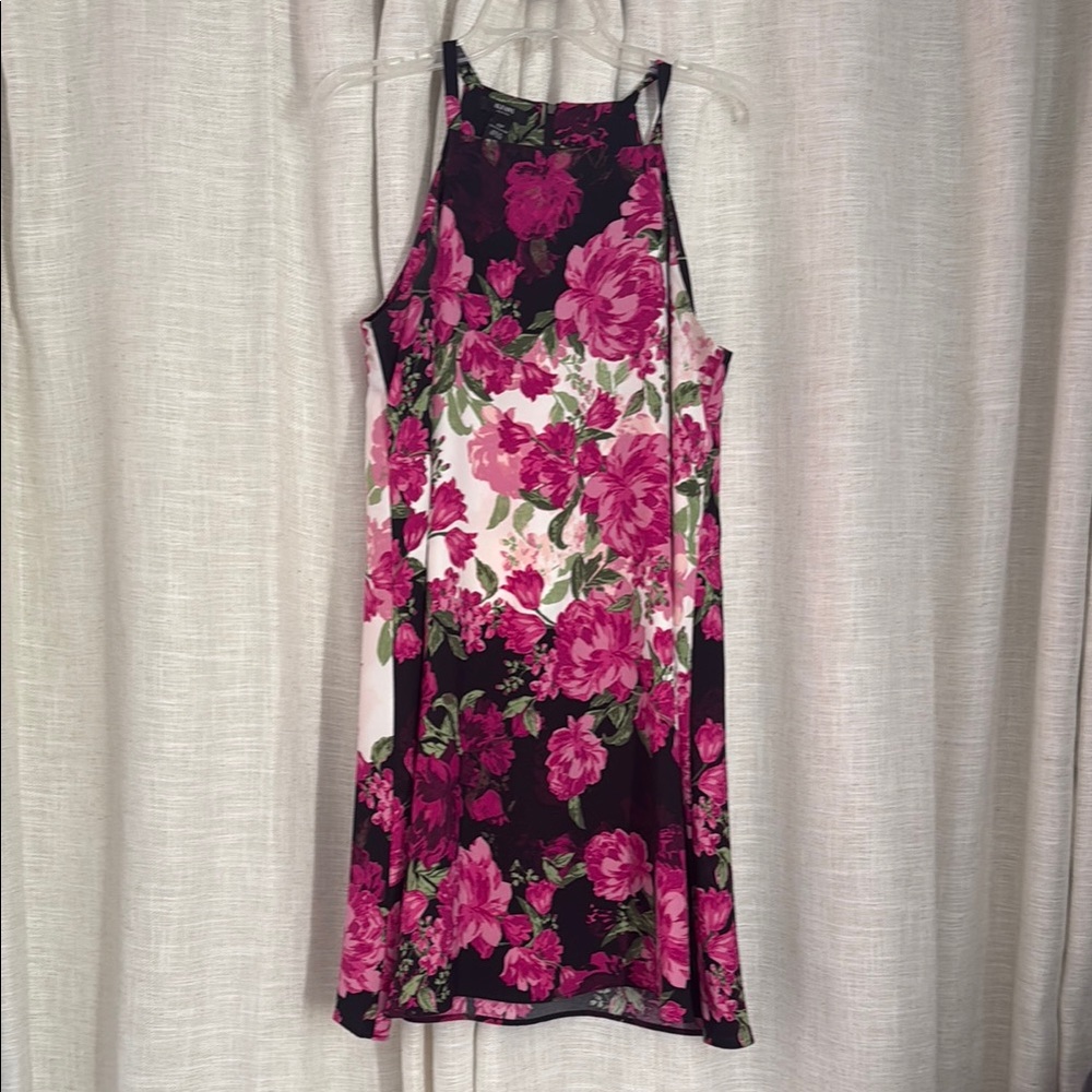 Floral Sleeveless Dress - Pink and Black